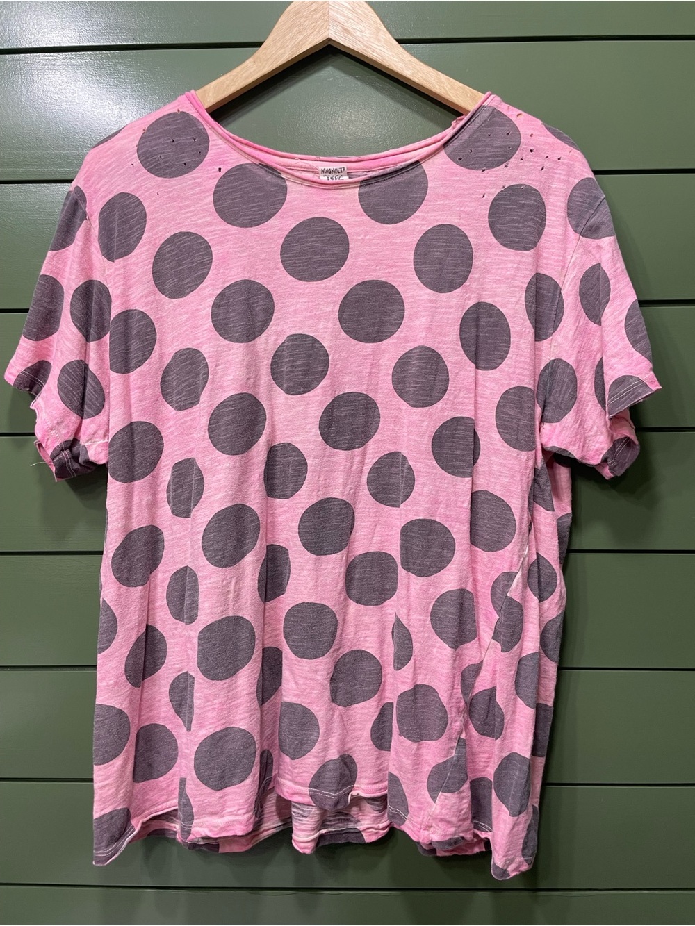Magnolia Pearl Pink Tee with Black Polka Dots